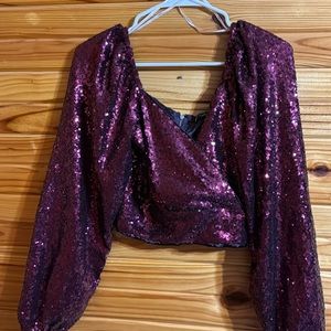 Small NWT Burgundy sequin crop top